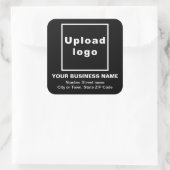 Bedrijfsadres op Black Square Sticker (Tas)