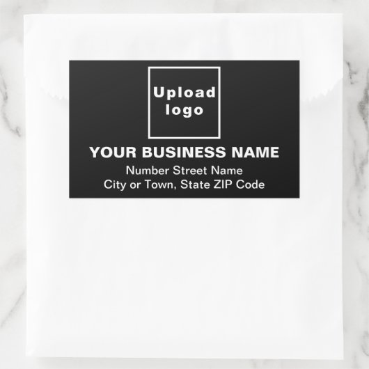 Bedrijfsadres op zwarte rechthoeksticker rechthoekige sticker (Tas)