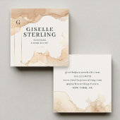Bedrijfsadviseur Beige Waterverf Gold Foil Vierkante Visitekaartje