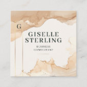 Bedrijfsadviseur Beige Waterverf Gold Foil Vierkante Visitekaartje (Voorkant)