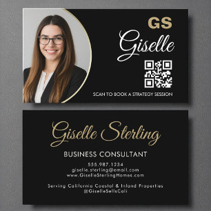 Bedrijfsadviseur Zwart Goud Foto QR-code Visitekaartje