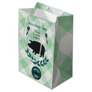 Bedrijfsbarbecue logo toevoegen aan feestartikel medium cadeauzakje