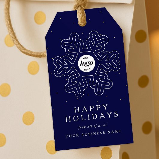 Bedrijfsbedrijf Logo Christmas Snowflake Navy Cadeaulabel