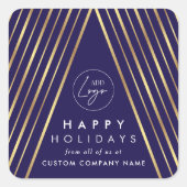 Bedrijfsbedrijf Logo Navy Gold Christmas Tree Vierkante Sticker (Voorkant)