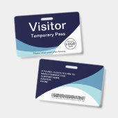 Bedrijfsbezoekerspas Aangepaste Barcode Blauwe Bad Badge (Voor- en achterkant)