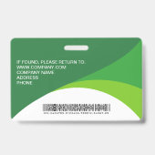 Bedrijfsbezoekerspas Aangepaste Barcode Groen Badge (Achterkant)