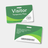Bedrijfsbezoekerspas Aangepaste Barcode Groen Badge (Voor- en achterkant)
