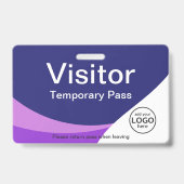 Bedrijfsbezoekerspas Aangepaste Barcode Paars Badge (Voorzijde)