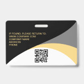 Bedrijfsbezoekerspas Aangepaste QR-code Geel Grijs Badge (Achterkant)