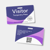 Bedrijfsbezoekerspas aangepaste QR-code paarse bad Badge (Voor- en achterkant)