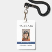 Bedrijfsblauwe Personeelsfoto-ID Badge (Voorzijde met lanyard)