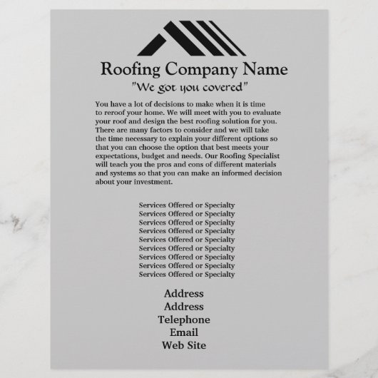 Bedrijfsbrochure voor dakbedekking flyer (Achterkant)