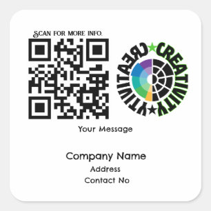 Bedrijfscadeau QRcode met personalisatie BG Vierkante Sticker