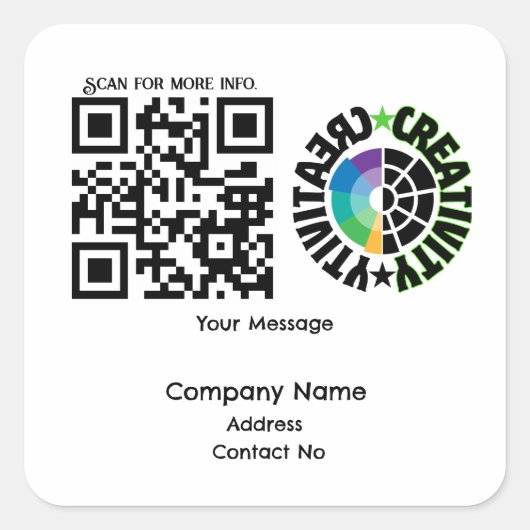 Bedrijfscadeau QRcode met personalisatie BG Vierkante Sticker (Voorkant)