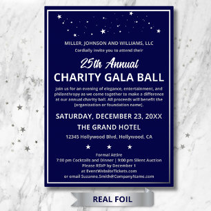 Bedrijfscharitygala Elegante op maat gemaakte zilv Folie Uitnodiging