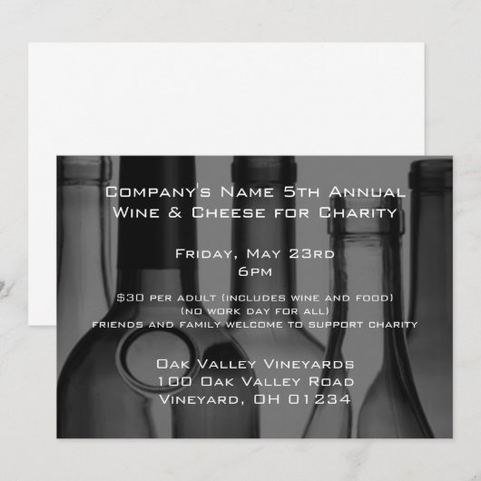 Bedrijfscyclus van wijnflessen kaart (Voorkant / Achterkant)