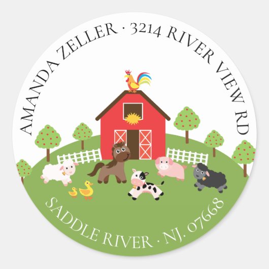 Bedrijfsdieren Baby shower retouradres label (Voorkant)