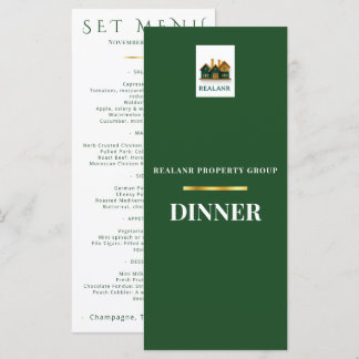 Bedrijfsdiner Menu Kaart Logo Elegante Groen