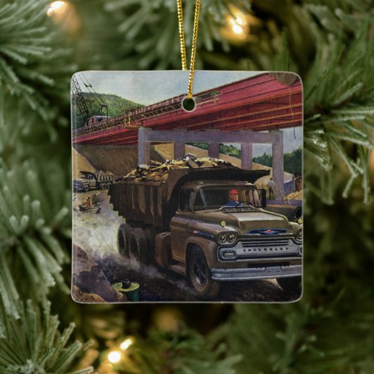  bedrijfsdummyvrachtwagen op een bouwplaats keramisch ornament (Boom)