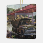  bedrijfsdummyvrachtwagen op een bouwplaats keramisch ornament (Links)