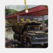  bedrijfsdummyvrachtwagen op een bouwplaats keramisch ornament (Voorkant)
