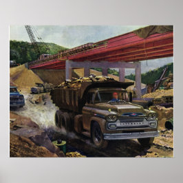  bedrijfsdummyvrachtwagen op een bouwplaats poster