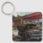 bedrijfsdummyvrachtwagen op een bouwplaats sleutelhanger (Voorkant)