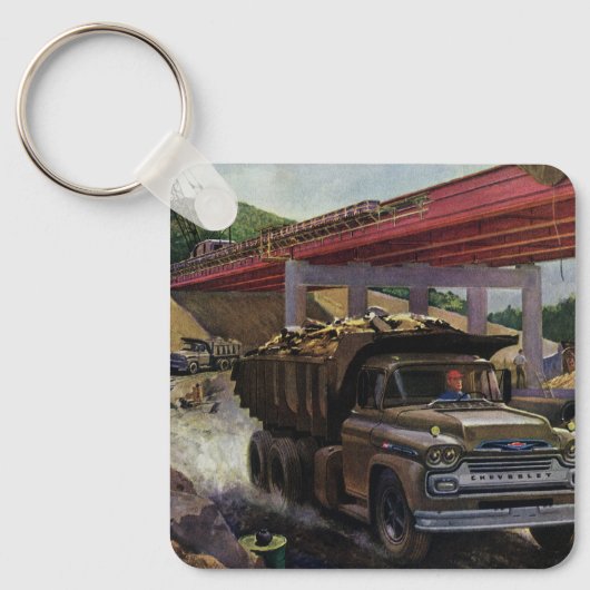  bedrijfsdummyvrachtwagen op een bouwplaats sleutelhanger (Voorkant)