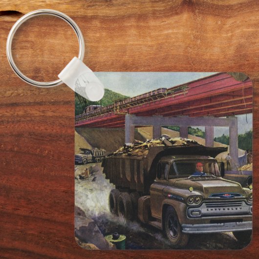  bedrijfsdummyvrachtwagen op een bouwplaats sleutelhanger (Voorkant)