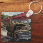  bedrijfsdummyvrachtwagen op een bouwplaats sleutelhanger (Achterkant)