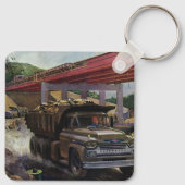 bedrijfsdummyvrachtwagen op een bouwplaats sleutelhanger (Achterkant)