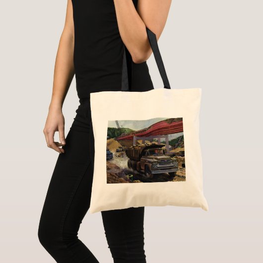  bedrijfsdummyvrachtwagen op een bouwplaats tote bag (Voorkant (product))