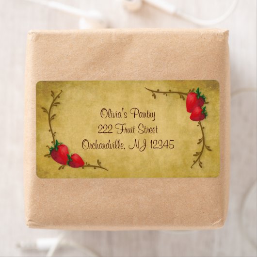 Bedrijfsetiket van aardbeien in het land etiket (Insitu)