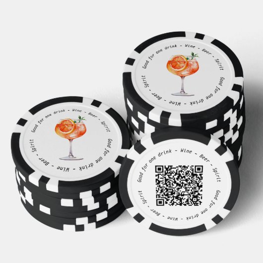 Bedrijfsevenement Aperol QR Code Drink Voucher Poker Chips (Opstapeling)