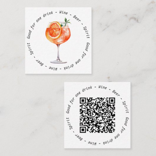 Bedrijfsevenement Aperol QR Code Drink Voucher Vierkante Visitekaartje (Voorkant / Achterkant)