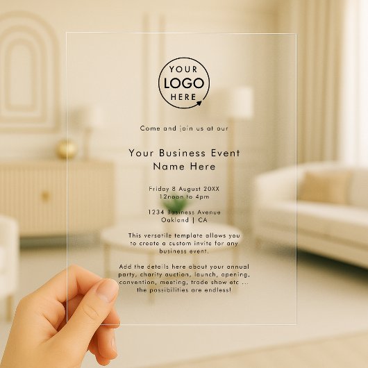 bedrijfsevenement | Minimalistisch professioneel b Acryl Uitnodigingen