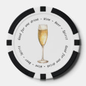Bedrijfsevenement QR Code Champagne Drink Voucher Poker Chips (Voorkant)