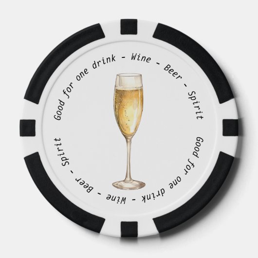 Bedrijfsevenement QR Code Champagne Drink Voucher Poker Chips (Voorkant)