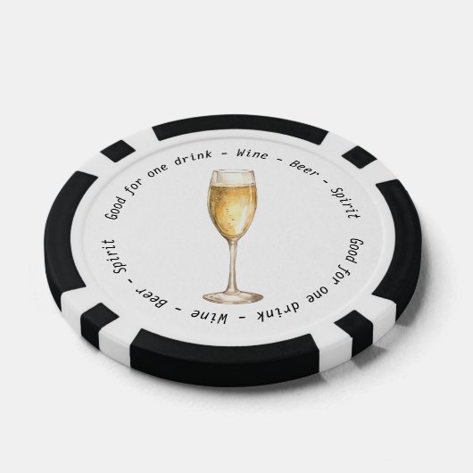 Bedrijfsevenement QR Code Champagne Drink Voucher Poker Chips (Enkel)
