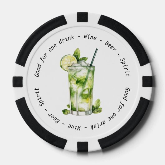 Bedrijfsevenement QR Code Mojito Drink Voucher Poker Chips (Voorkant)