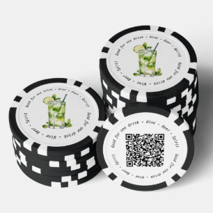Bedrijfsevenement QR Code Mojito Drink Voucher Poker Chips