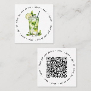 Bedrijfsevenement QR Code Mojito Drink Voucher Vierkante Visitekaartje