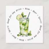 Bedrijfsevenement QR Code Mojito Drink Voucher Vierkante Visitekaartje (Voorkant)