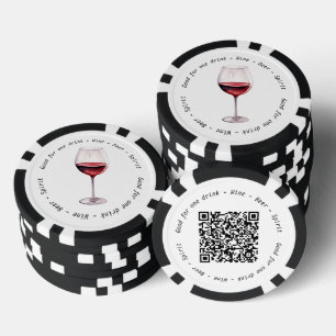 Bedrijfsevenement QR Code Rode Wijn Drink Voucher Poker Chips