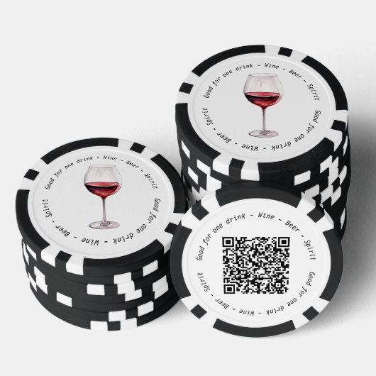 Bedrijfsevenement QR Code Rode Wijn Drink Voucher Poker Chips (Opstapeling)