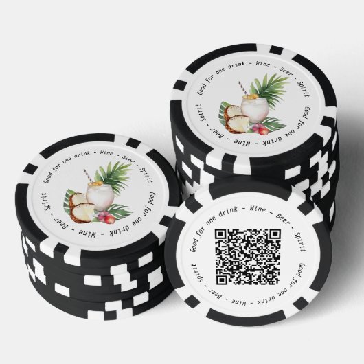 Bedrijfsevenement QR Code Tropical Drink Voucher Poker Chips (Opstapeling)