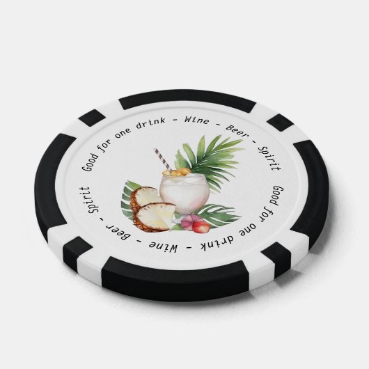 Bedrijfsevenement QR Code Tropical Drink Voucher Poker Chips (Enkel)