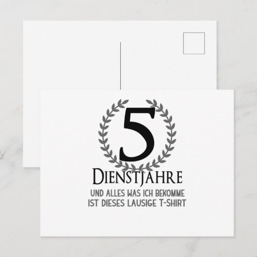 Bedrijfsfeest 5 Jaar Jubileum Medewerker Briefkaart (Voorkant / Achterkant)