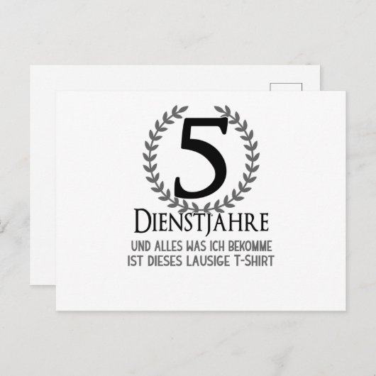 Bedrijfsfeest 5 Jaar Jubileum Werknemer Briefkaart (Voorkant / Achterkant)