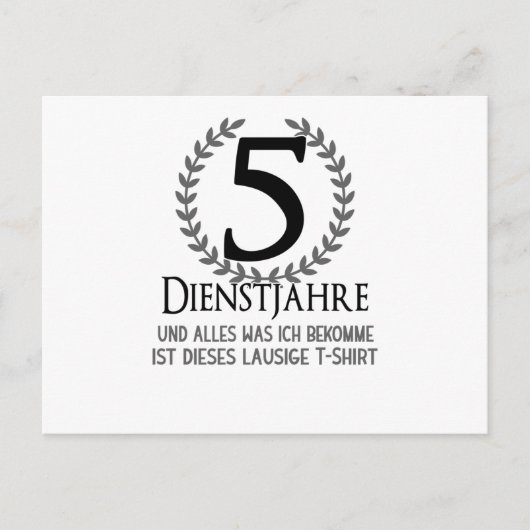 Bedrijfsfeest 5 Jaar Jubileum Werknemer Briefkaart (Voorkant)